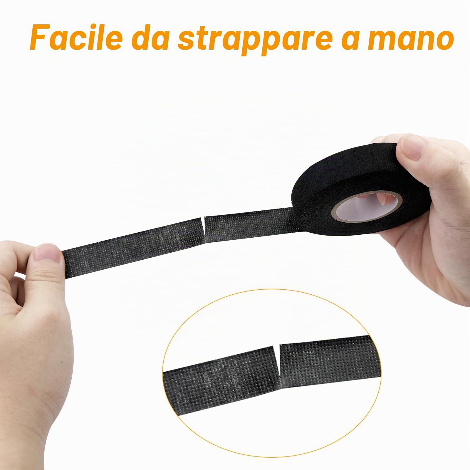 Lectorias 6 Pezzi Nastro Isolante, Nastro Adesivo Telato, Nastro in Tessuto | Nastro per Cablaggio Automobilistico per Auto, Nastro in Industriale Autoadesivo per Fili a Vista-Auto, Moto e Cavi