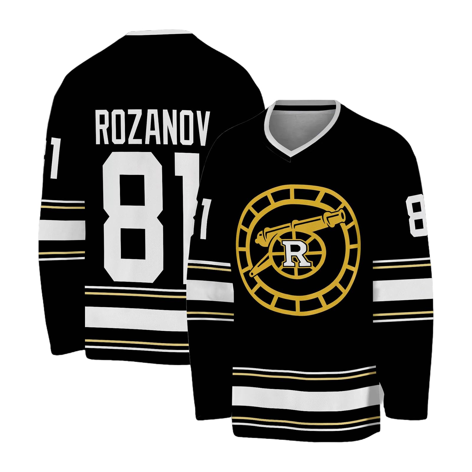 AFANYUH Unisex Heated Rivalry Merch Hockey Jersey Shirt Hoodies, Men Women Sweatshirt Ilya Rozanov 105 Jersey Long Sleeve Pullover Tops for Fans Black XL