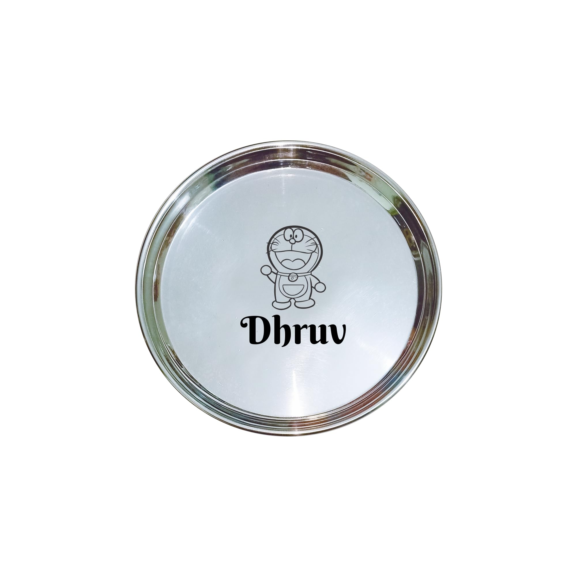 Personalized Stainless Steel Dinner Plate for Kids (10 Inch) | Cartoon Printed Thali with Name Engraving | Customized Gift for Baby Boy & Girl | Kids Feeding Plate-image-45