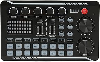 F998 Professional Live Sound Card, Voice Changing Noise Reduction Broadcast Sound Card, Chargeable Audio Mixer Board for Live Streaming Home KTV Karaoke