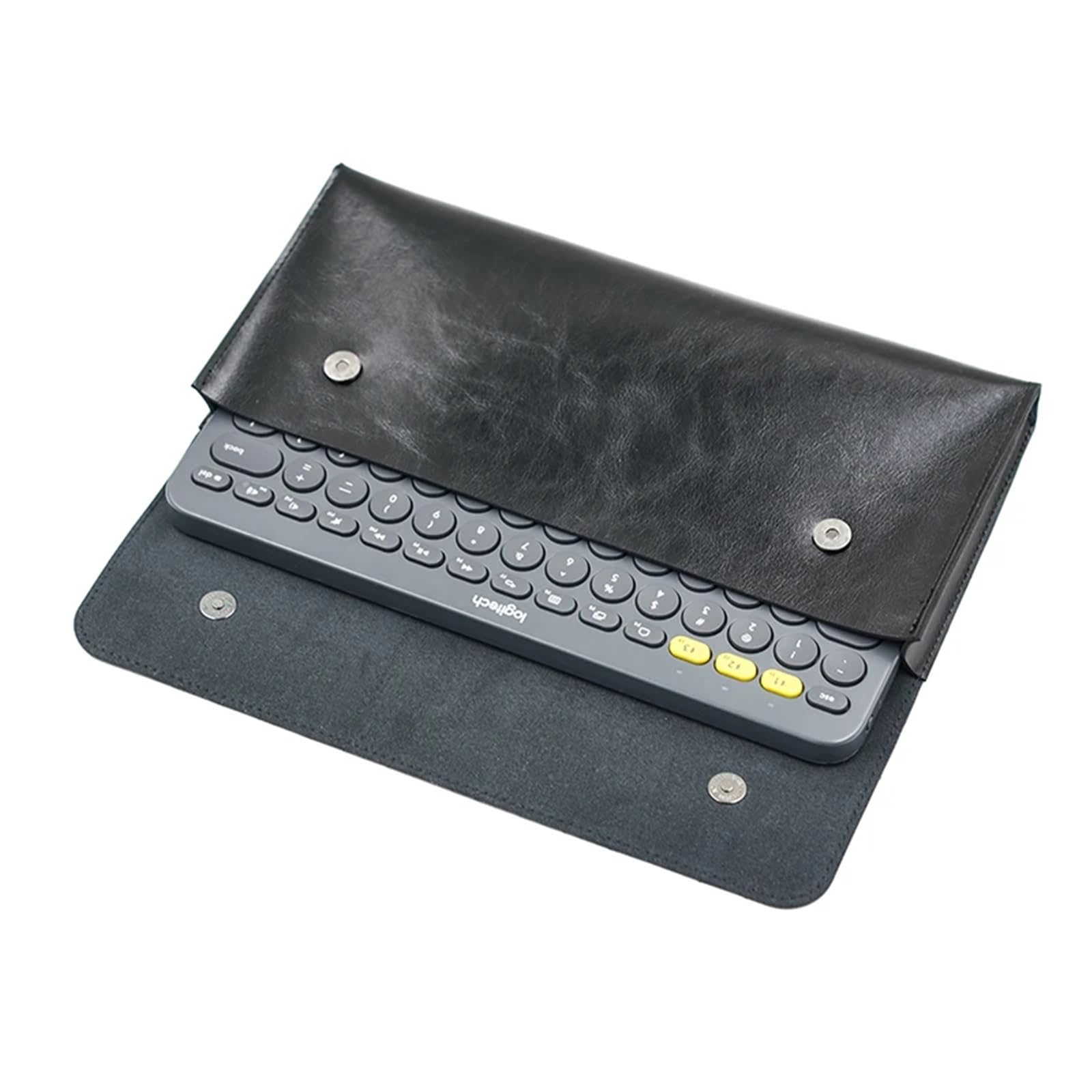 Duro Viajar Caja Estuche Funda para Teclado Funda de Cuero sintético for Teclado inalámbrico(Balck,365X130X42mm)