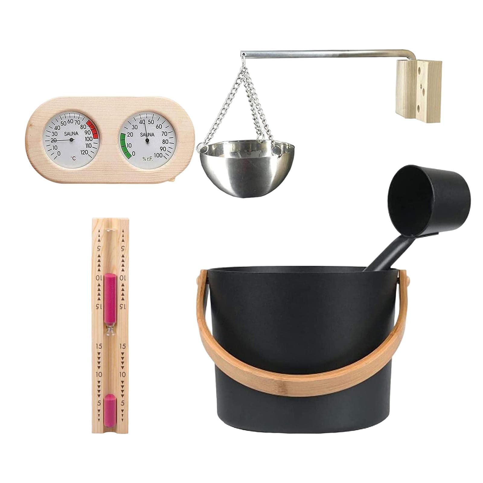 Sauna Steaming Sauna Bucket Set Hourglass with Ladle Set for Sauna Room|Home & Garden| Yard Garden & Outdoor Living| Pools & Spas| Sauna Parts & Accessories-image-46