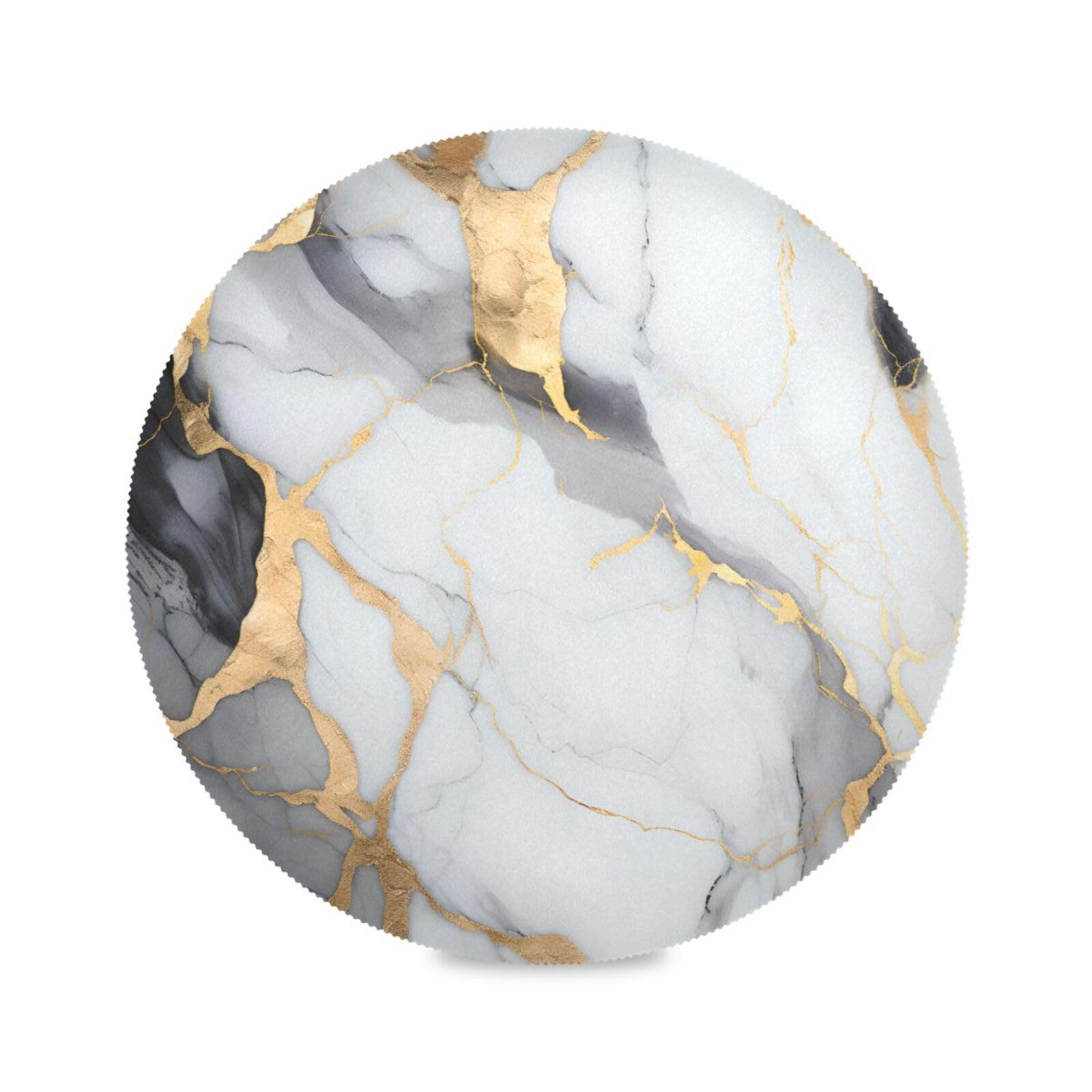 Marble Placemats Marble White Gold Round Placemats Set of 6 for Kitchen Table Washable Table Mats Place Mats - Image 2