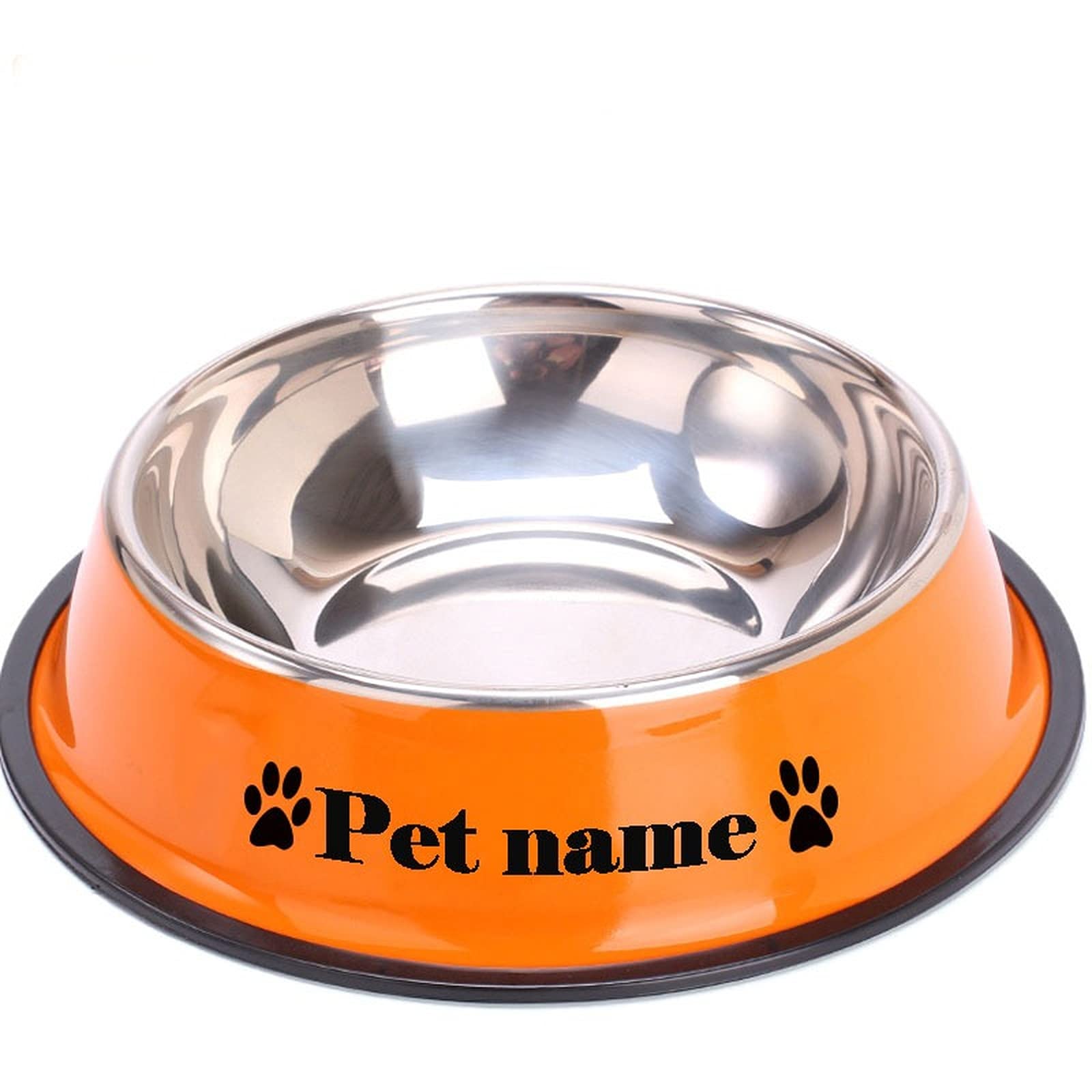 CZD Personalized Dog Bowl with Your Pet's Name,Personalised Dog Food Bowl,Stainless Steel Dog Bowl,Pet Water Bowl,Personalised Gifts for Dogs (26cm x20cm,Orange)