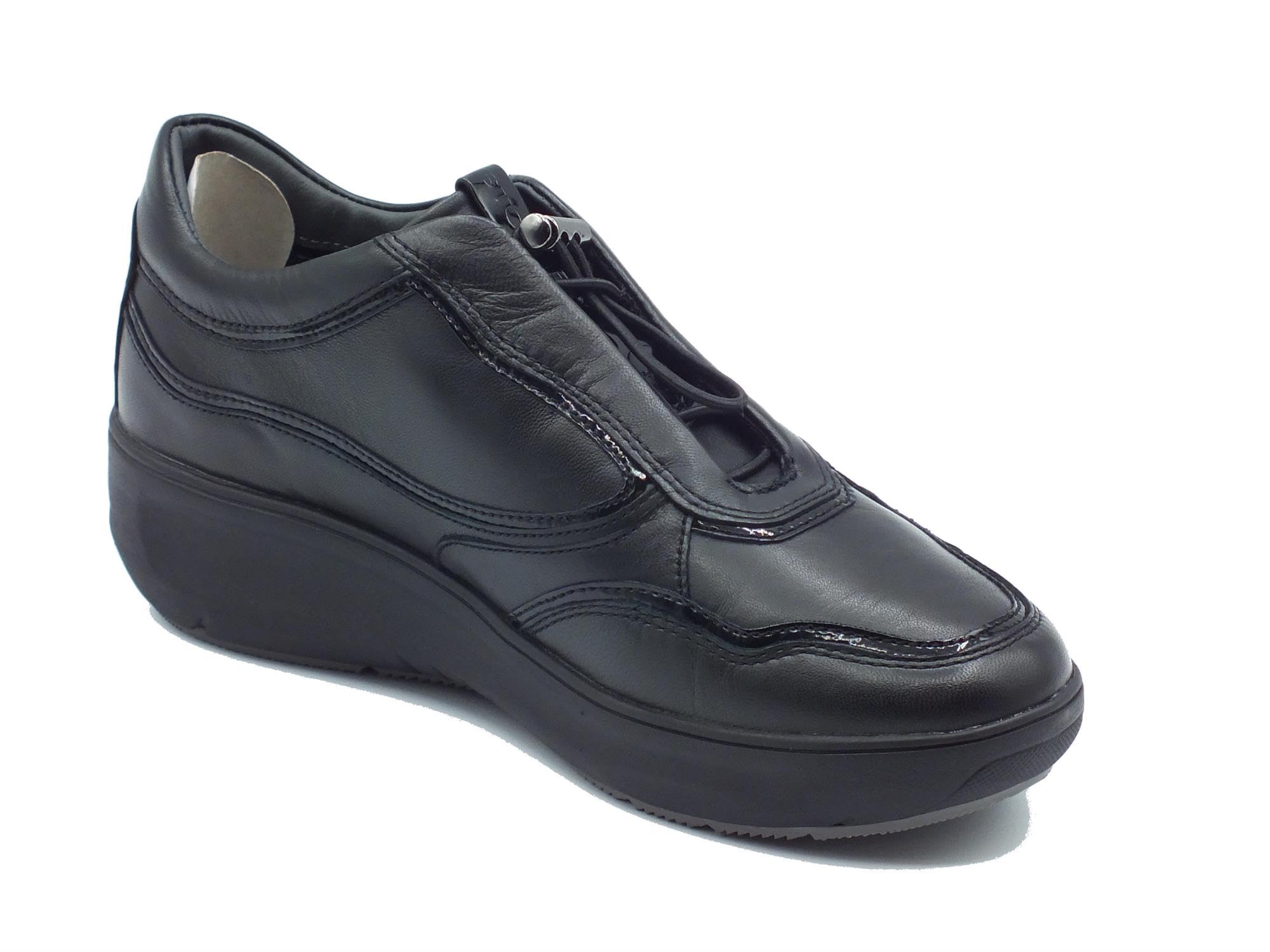 Stonefly 221579 Rock Nappa Black Mocassini allaccio rapido per Donna in Pelle Zeppa Media
