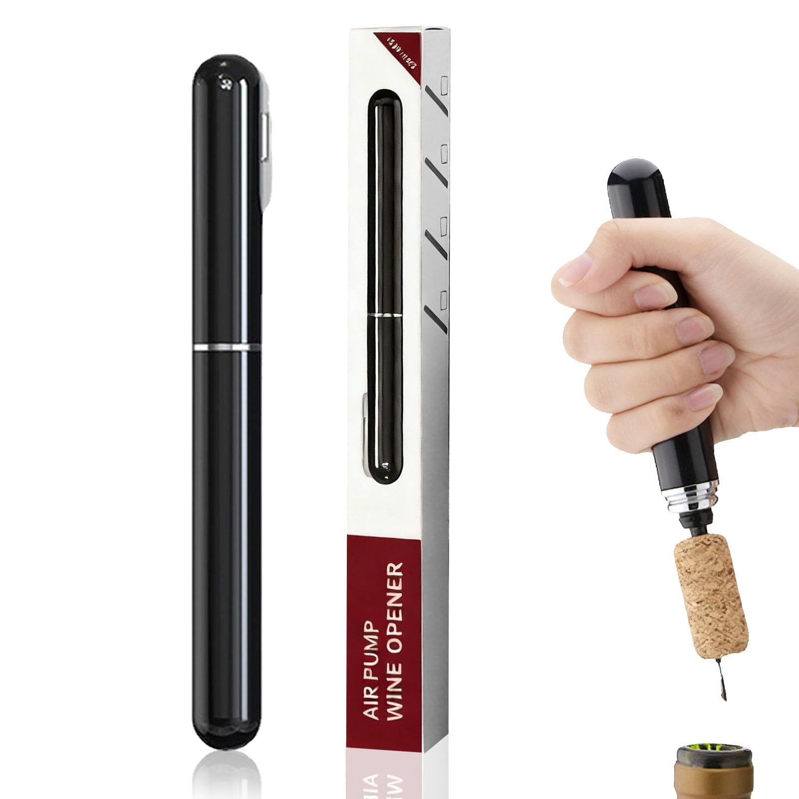 Sacacorchos Profesional de Aire a Presion, Abridor de Vino Seguro sin Romper el Corcho Sacacorchos de Aire Comprimido con Aguja de Acero Inoxidable Abrebotellas Ideal para Amantes del Vino y Regalos