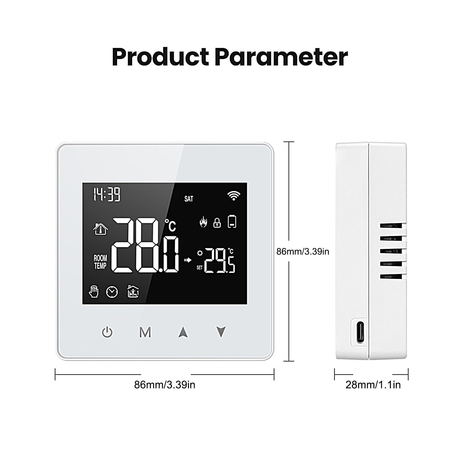 Teksome Termostatos inteligentes para el hogar, termostato WiFi, termostato digital con pantalla LCD, termostato para el hogar, funciona con pilas para CA y calefacción