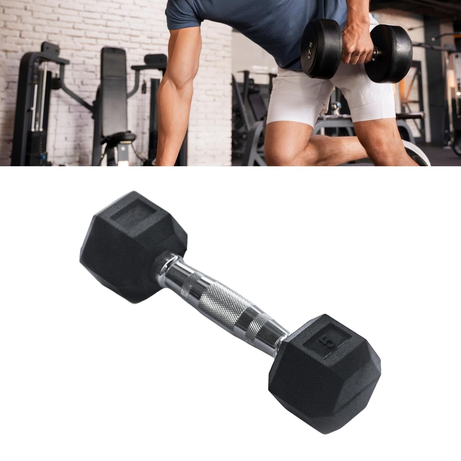 Manubrio Ottagonale Fitness Professionale in Gomma con Impugnatura Antiscivolo Ergonomica per Allenamenti Palestra Adatto a