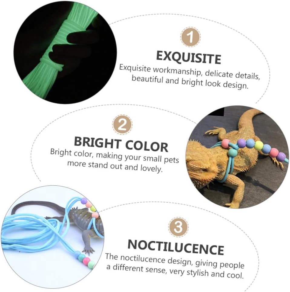 COLLBATH 1pc Lizard Traction Rope Noctilucence Leash for Small Pets Crawling Pets Hauling Cable Easy to Use and Store Bright Design for Outdoor Activities Random Color