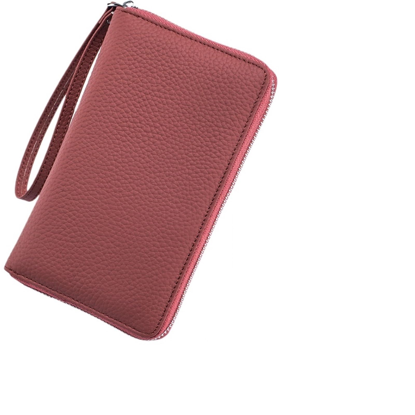 Borsa for passaporto in pelle Porta carte for donna di grande capacità biglietti for documenti da viaggio Per Domestico(Deep red)
