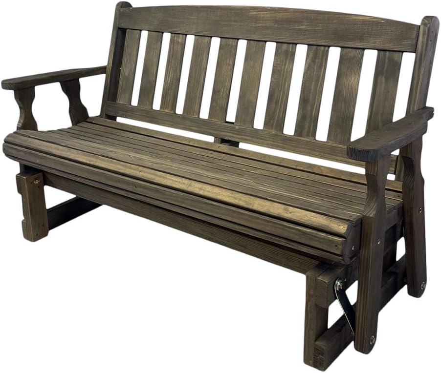 CAF Amish Heavy Duty 800 Lb Mission Pressure Treated Porch Glider (4 Foot, Dark Walnut Stain)
