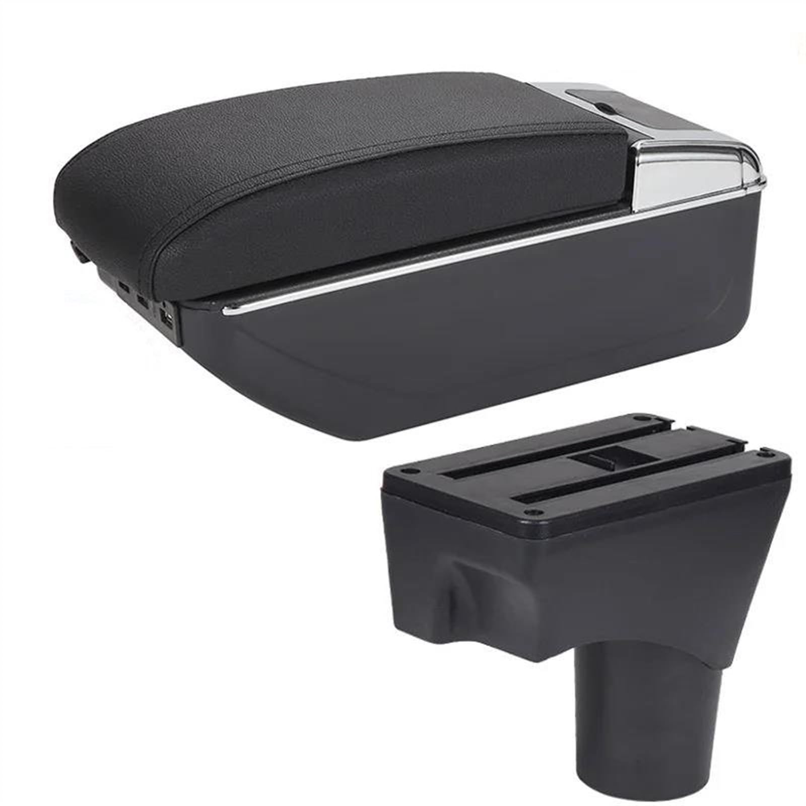 NOHEEU Car Armrest Box Storage Retrofit Parts Accessories For March For Micra K13 For Sunny 2010-2022(A2 Black line 7USB)