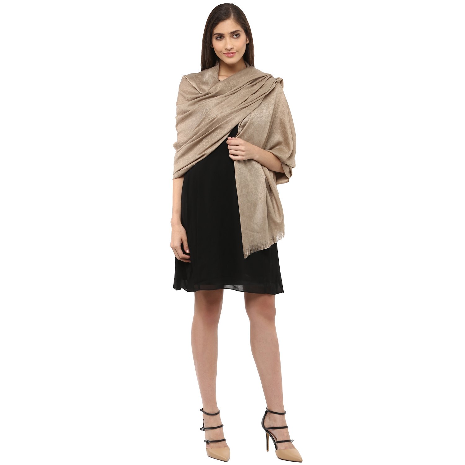 Pashtush Women's Fine Wool Jacquard Shawl, Faux Pashmina, Australian Merino Wool, Soft and Warm (Thar) 1