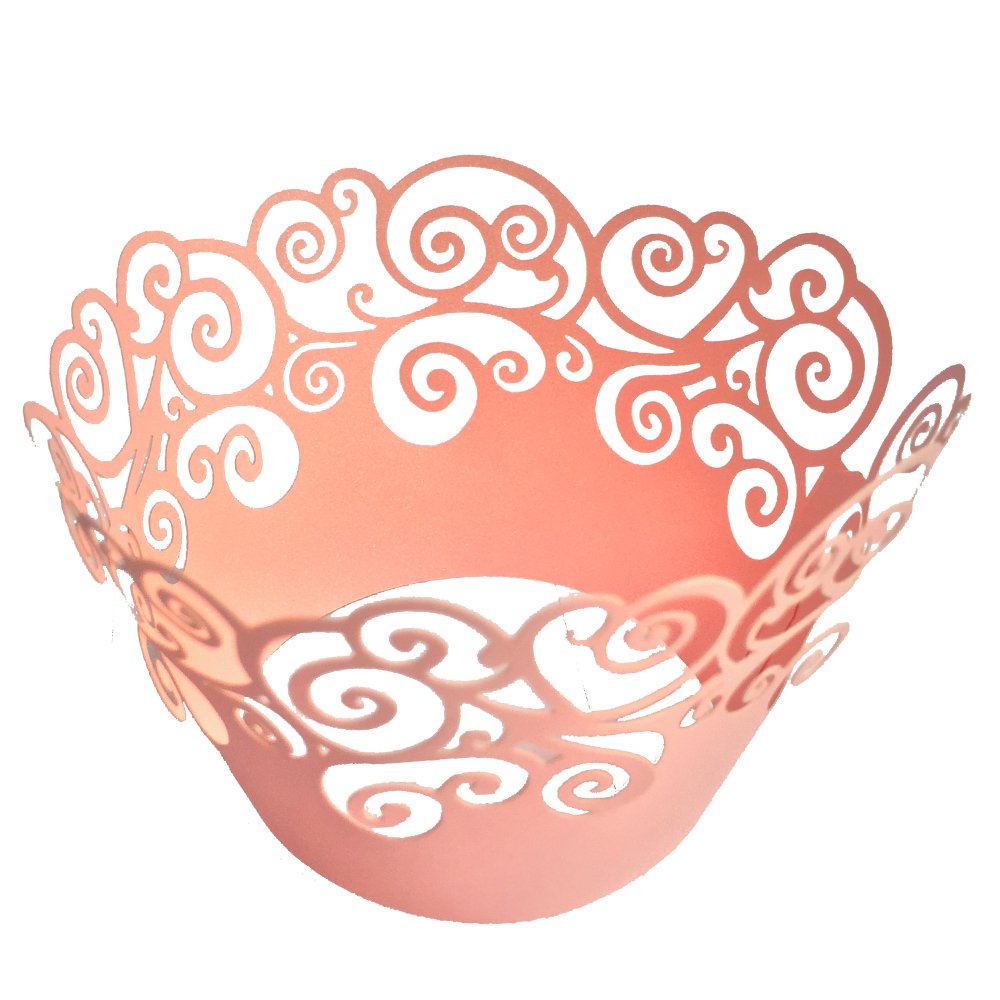 100pcs Cupcake Wrapper Vine Latticework Lacework Artistic of Cupcake Wraps Liner Baking Cup Muffin Case Trays for Wedding Birthday Party Decoration GEiNNOVA (Pink)