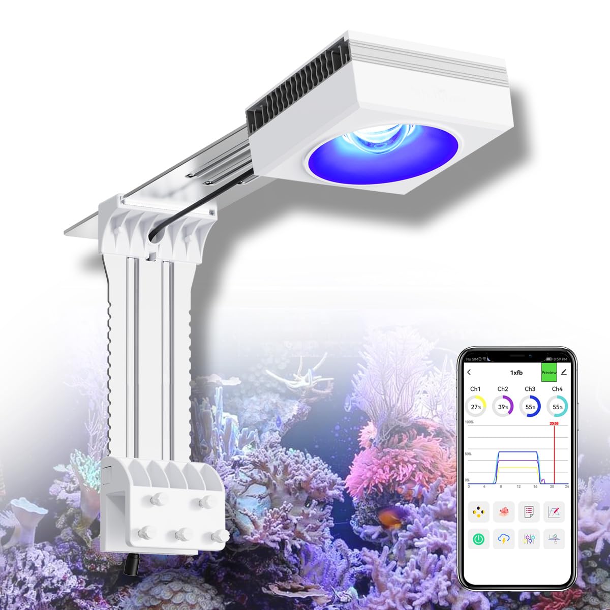 Amazon.com : Popbloom RL90 Aquarium LED Reef Light 100W, Smart-APP Amazon.com : Popbloom RL90 Aquarium LED Reef Light 100W, Smart-APP