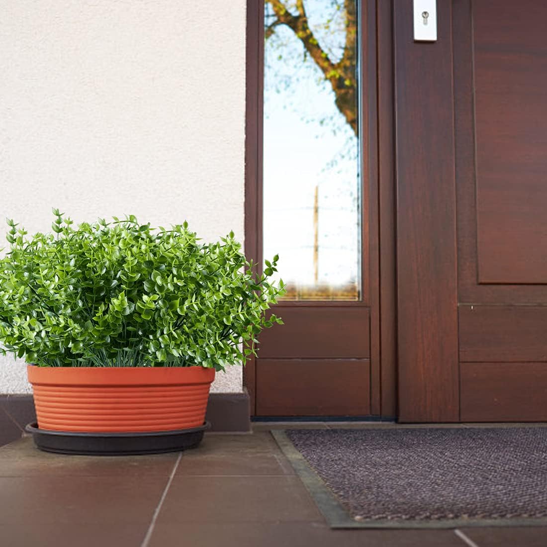 20PCS Artificial Eucalyptus Plants,Fake Boxwood Shrubs UV Resistant No Fade Faux Plastic Greenery for Wedding Bridal Bouquet Indoor Outdoor Home Garden Kitchen Office Table Vase(Green)