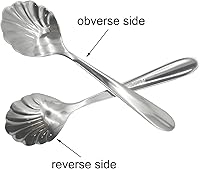 Vista 2 de 2 cucharas para remover con forma de concha 18/10 (304) cucharas de azúcar de acero inoxidable vintage de 4.96 pulgadas para café, té de la tarde