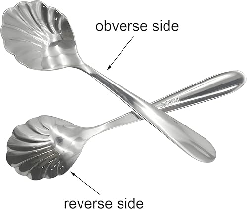Miniatura 2 de 2 cucharas para remover con forma de concha 1810 (304) cucharas de azúcar de acero inoxidable vintage de 4.96 pulgadas para café, té de la tarde,