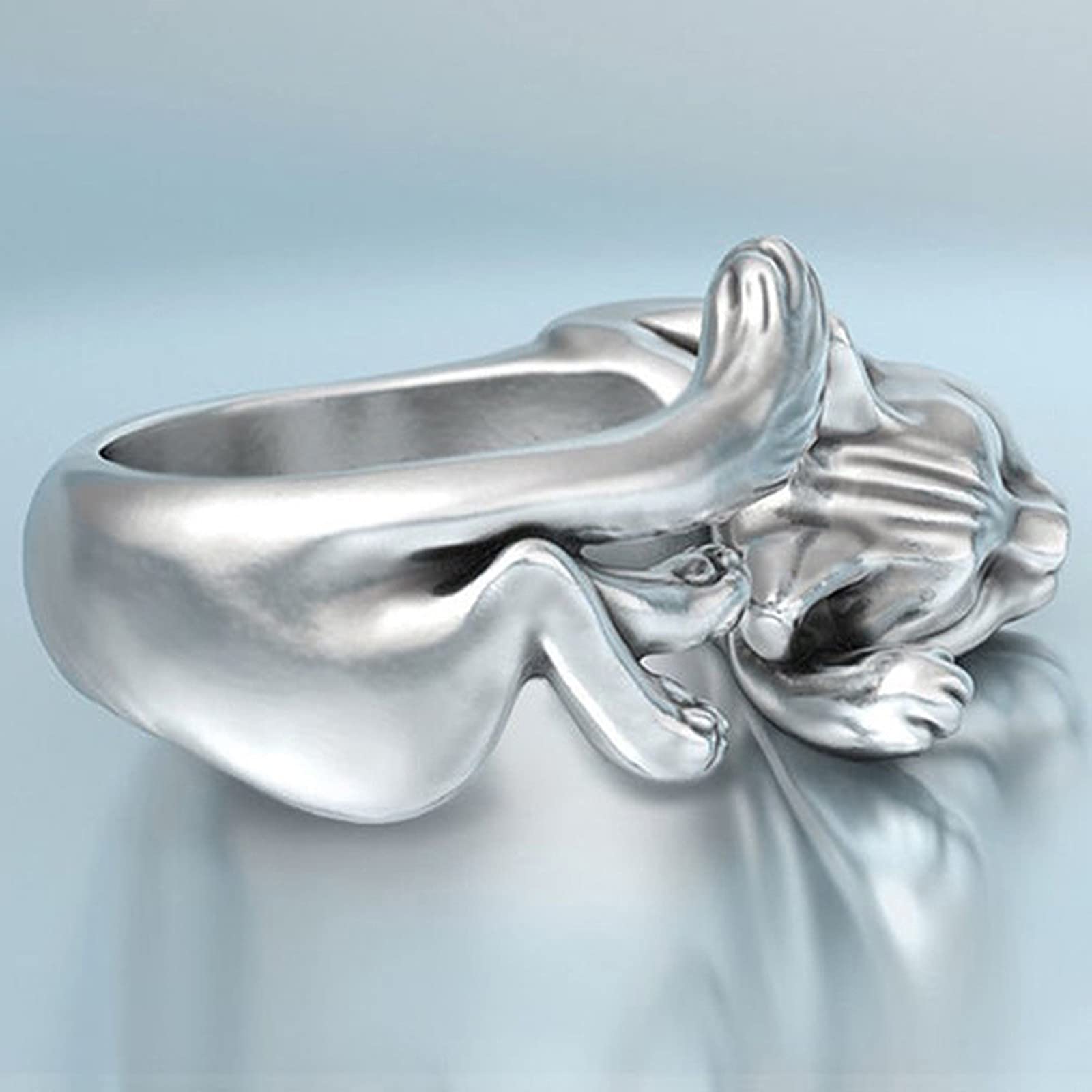 Anillos de chica adolescente, anillo perezoso Retro a la moda de gato abierto ajustable, anillos de mujer, anillo de perla falsa