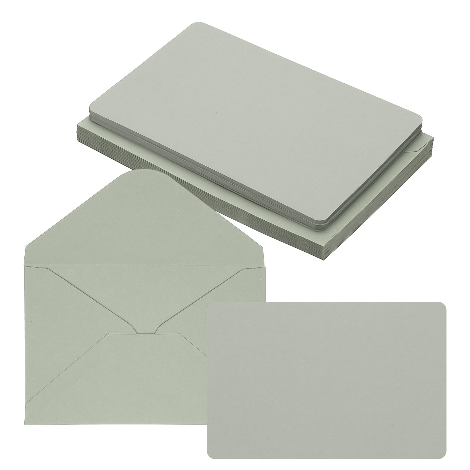 PATIKIL 10x15cm Blank Greeting Cards and Envelopes, 25Sets Half Fold Note Cards and Envelopes Folded Rounded Corner Cardstock Card for DIY Wedding Birthday Party Invitations, Light Gray
