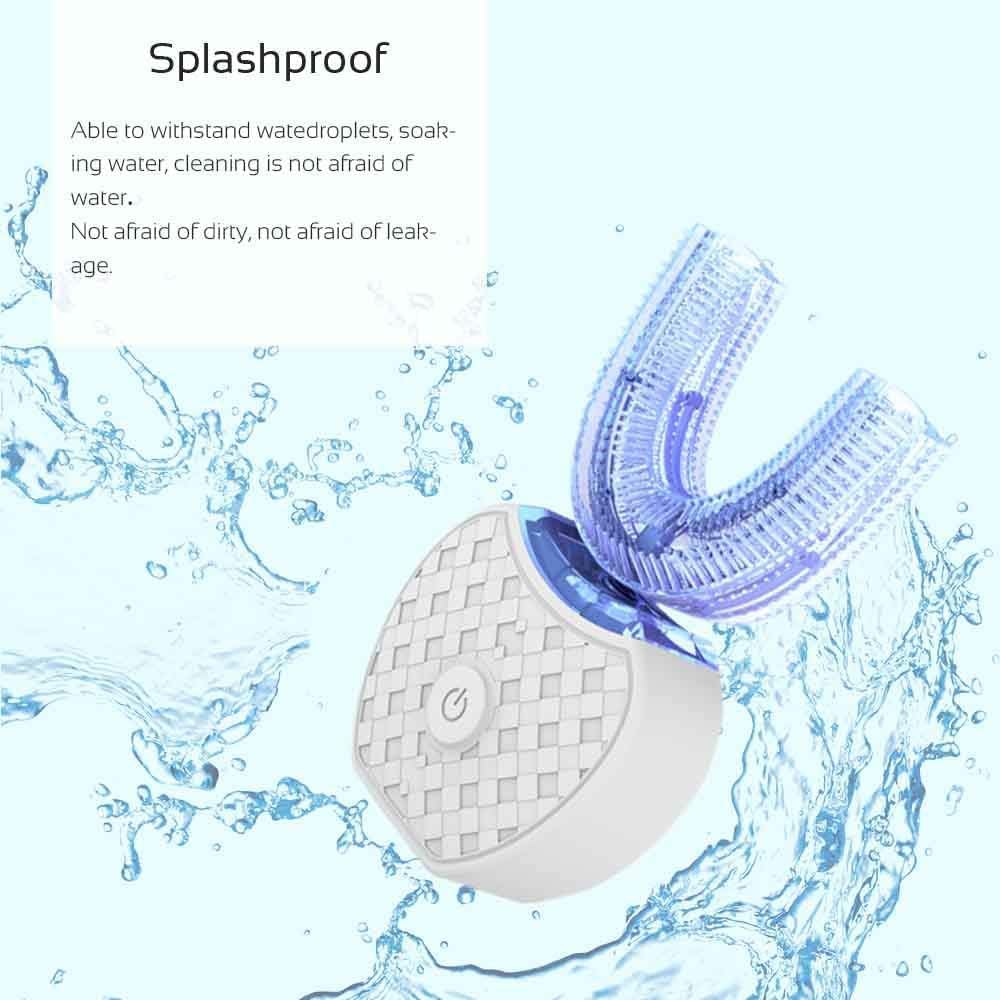 Cepillo de Dientes Ultrasónico Automático, Cepillo de Dientes Eléctrico Ultrasónico 360° para Adultos (Blanco)