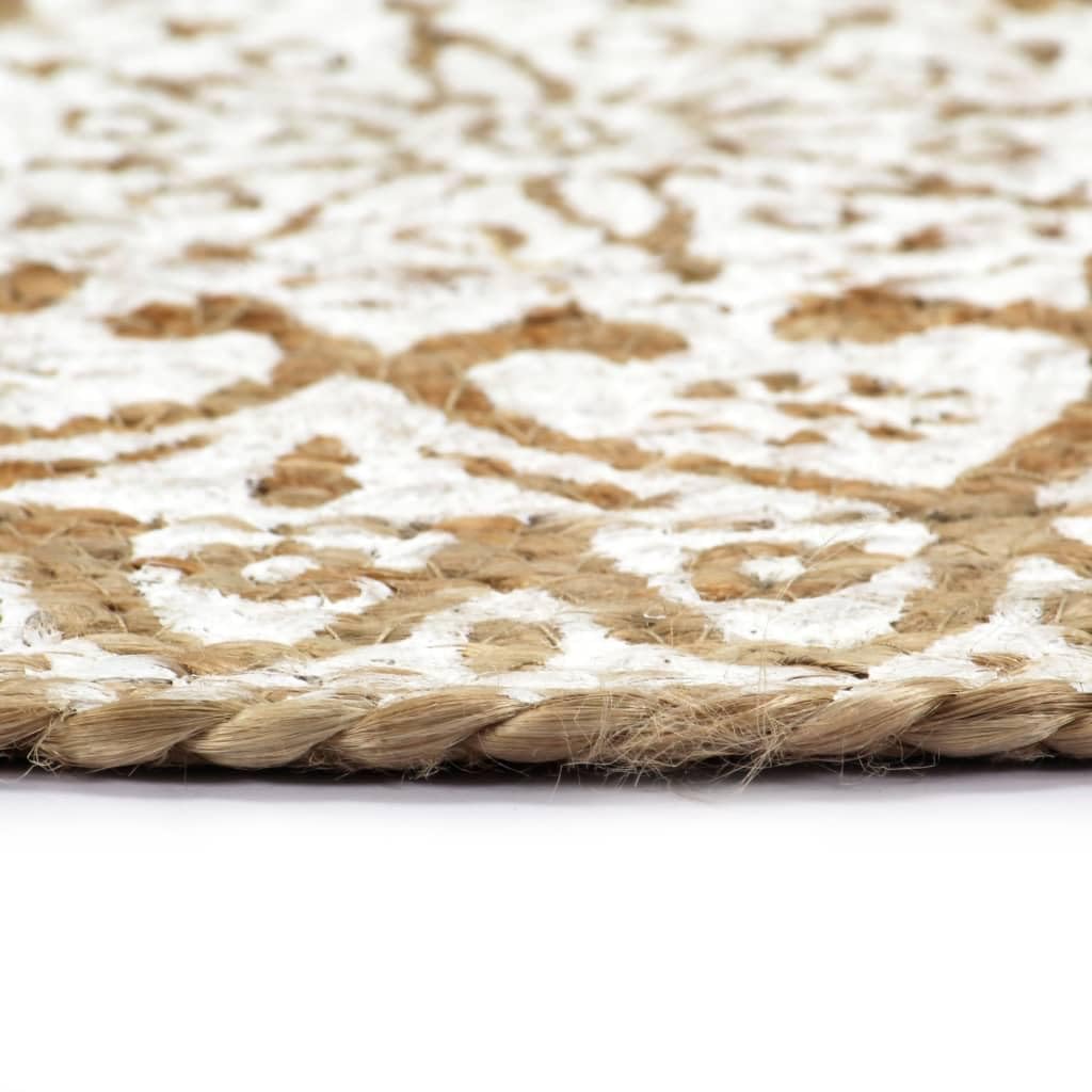 Lot de 6 sets de table ronds en jute tressés faits à la main pour table de salle à manger Blanc 38 cm