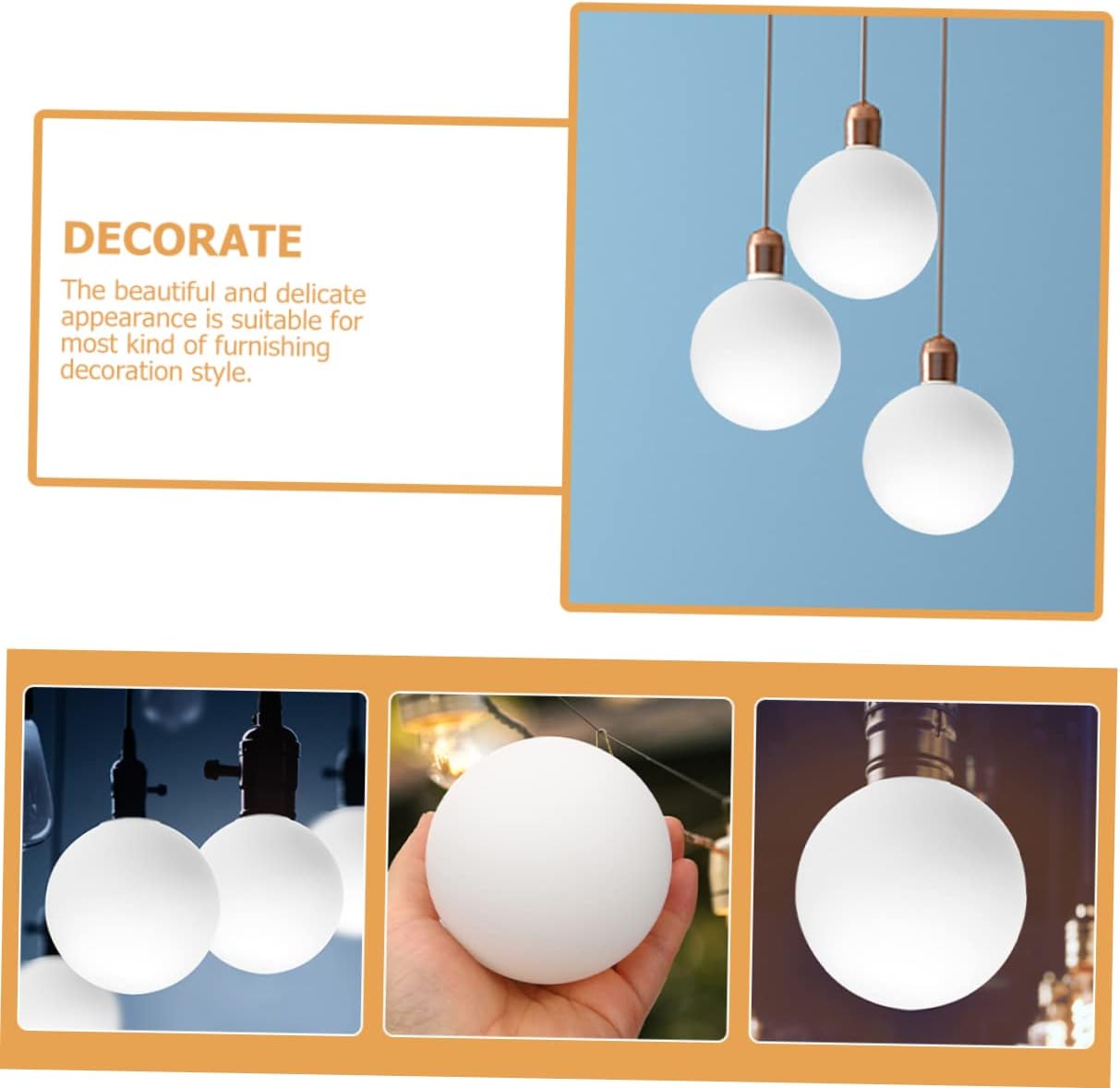 Globe Lampshade Replacement 3.14 Inch Acrylic Ball Light Cover for Wall Post Porch Patio Light Fixture Accessory