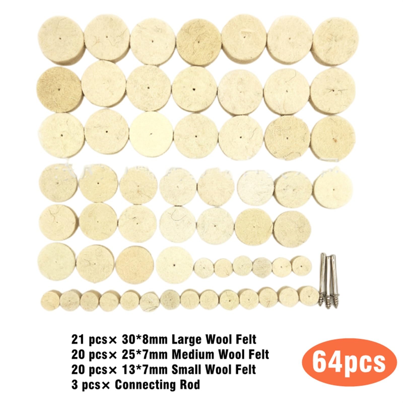 Tarcze Polerskie, Tarcze Listkowe Filc Wełniany Ścierna Tarcza Polerska Nakładka Polerska Szczotka Szlifowanie Głowica Szlifierska Wymiana Trzpienia 3Mm/64Pcs