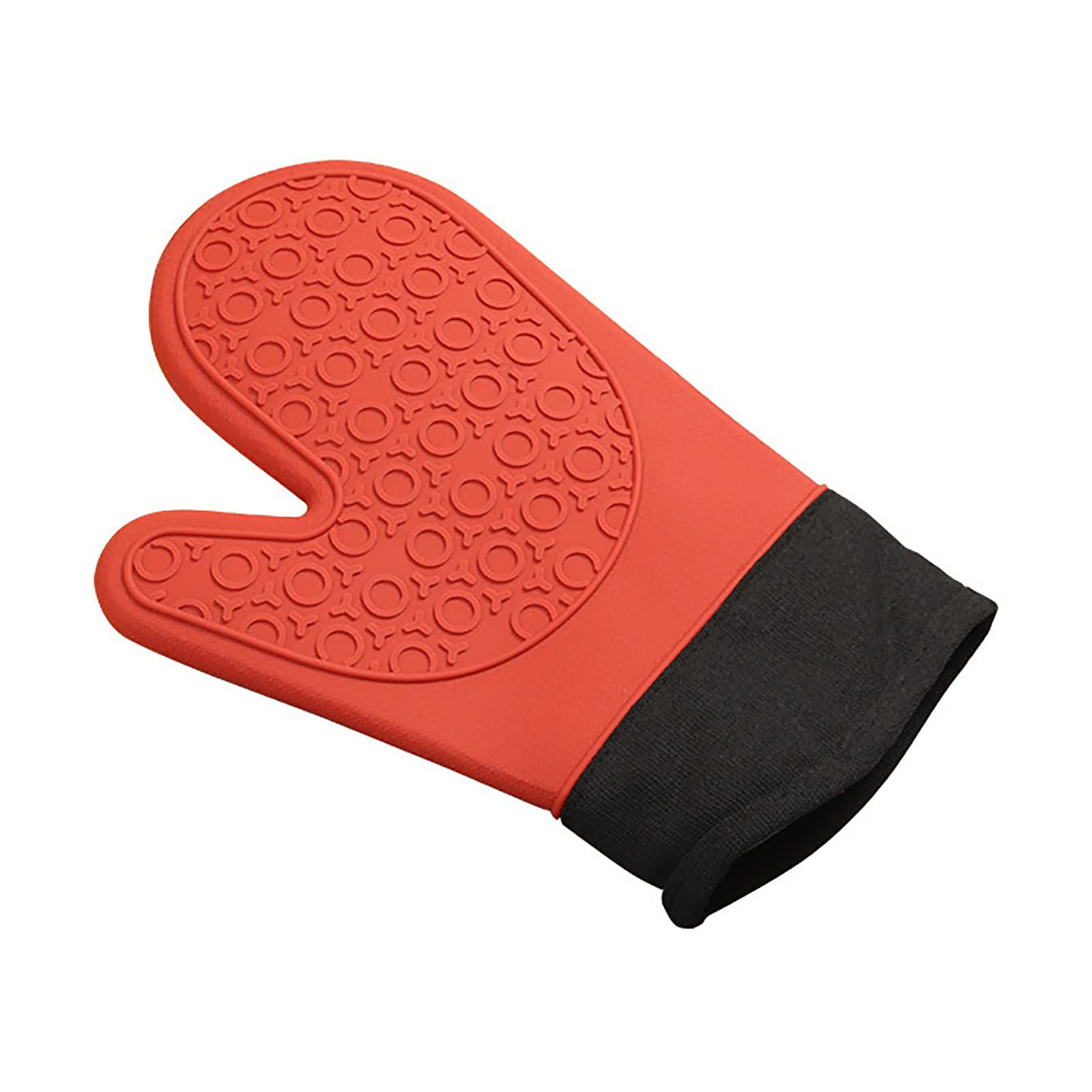 Juego de guantes de horno de silicona, forro de algodón suave, guantes gruesos flexibles impermeables para cocinar, barbacoa, manoplas de cocina, rojo, una pieza de