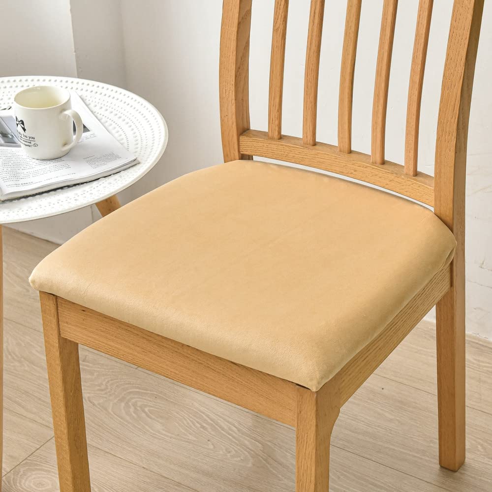 Aksamitne pokrowce na krzesła do jadalni, zestaw 1/2/4/6 cm, zdejmowane, nadające się do prania, pokrowce ze spandeksu, do jadalni, salonu, biura, hotelu, kolor kremowy