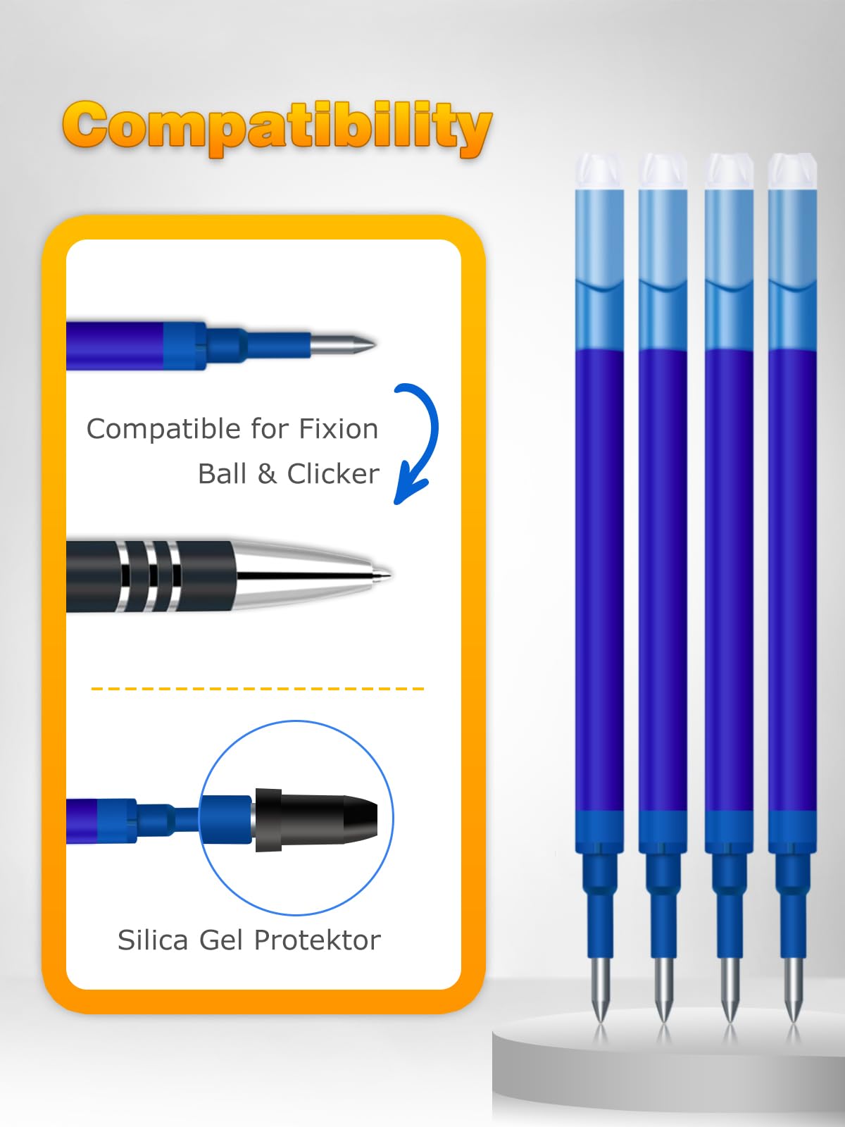 Donluhu 14 Pezzi Ricariche Penna Cancellabile Compatibili Pilot FriXion Ball Clicker 0.7 mm Blu 400m Lunghezza Scrittura