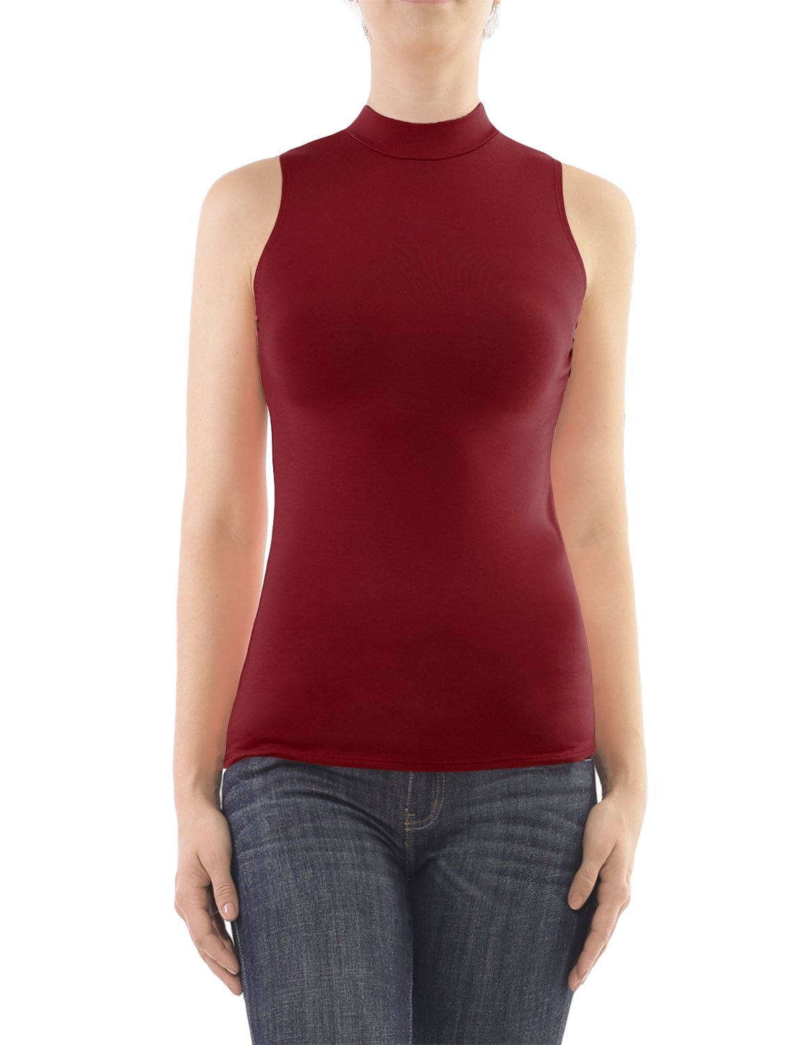 AIMA Women's Mock Neck Sleeveless Top