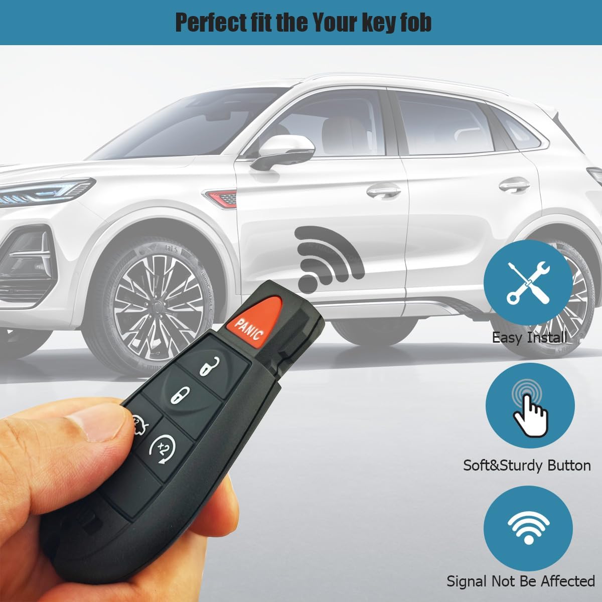 Replacement Key Fob Case Cover fit for Dodge Dart Durango Grand Caravan Journey Ram 1500 2500 3500 Jeep Grand Cherokee Chrysler Town Country Keyless Entry Key Fob Shell - Image 6