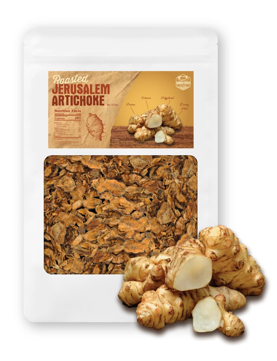 Farmer Queen Roasted Jerusalem Artichoke Tea, Dried Sunchoke Slices for Herbal Tea, Naturally Roasted Flavor, Smooth & Mild Taste, Product of China, 8 oz (227g)