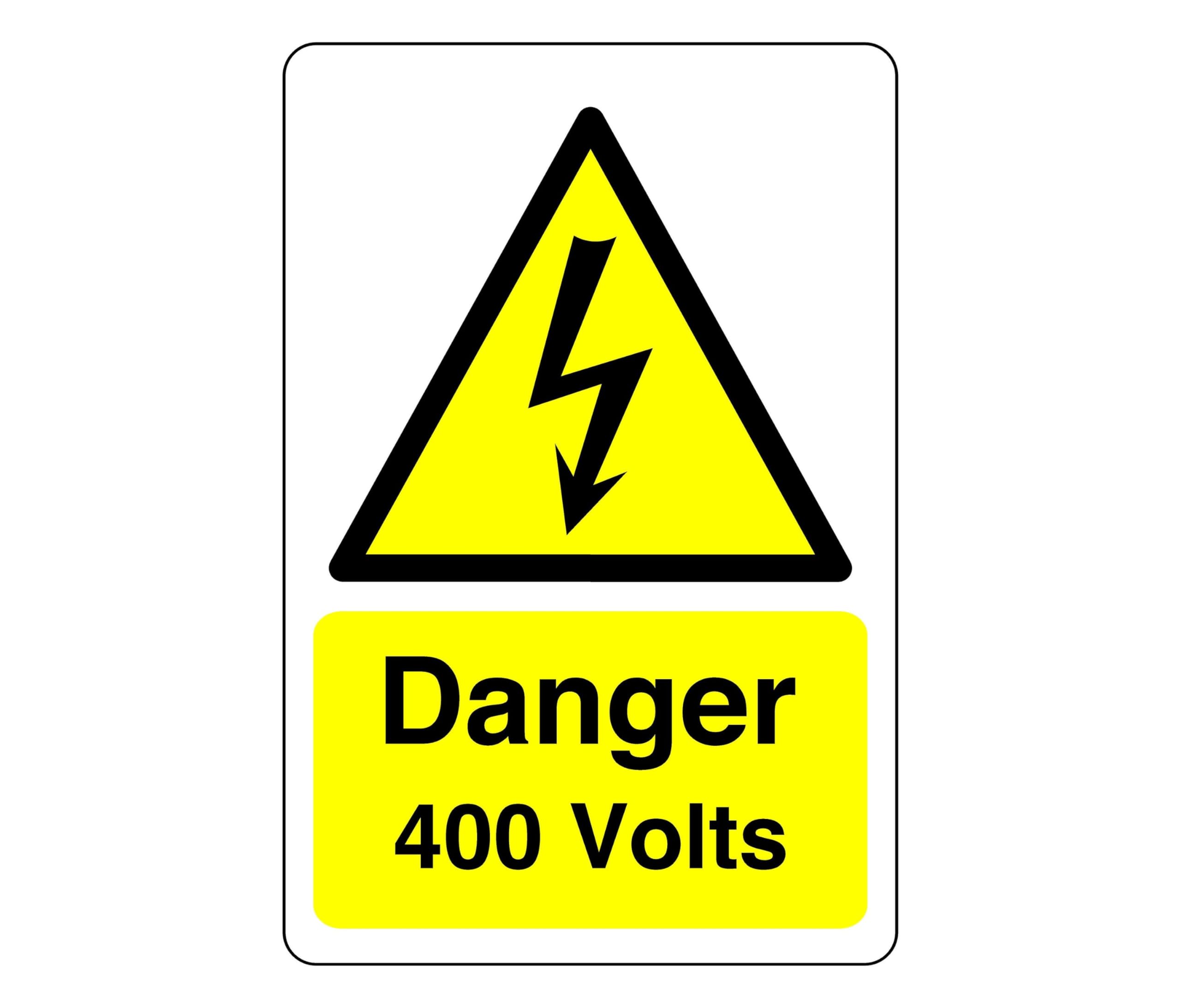 Safety First Display LTD Danger 400 volts sign - High tack self-adhesive sticker (200mm x 150mm) Viewing Distance within 5m.