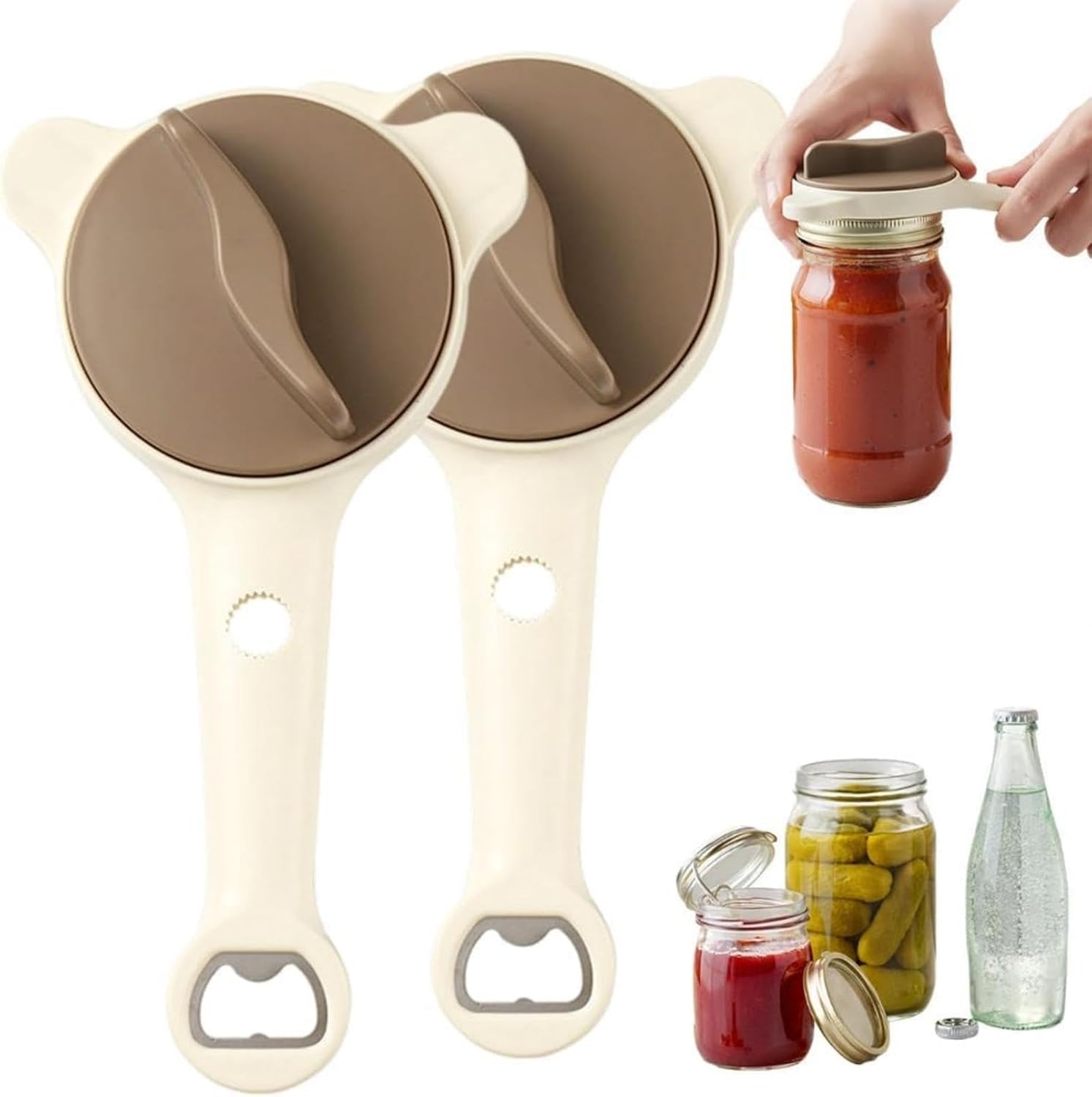 4 in 1 Multi-Purpose Jar Opener, Adjustable Three Claw Bottle Opener with Non-Slip Teeth, Multi Size Lid Tool for Jars Cans Wine Bottles, Ideal Kitchen Helper for Home Use Jar Openers for