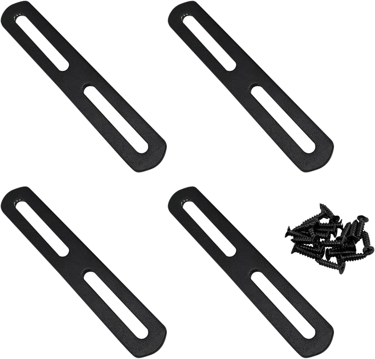 4 PCS 7.8" Black Flat Mending Plate Support with Slots, Straight Stainless Steel Repair Plates Brace Heavy Duty Thicken Fixing Bracket Connector Hardware with Screws(7.8"x0.78")