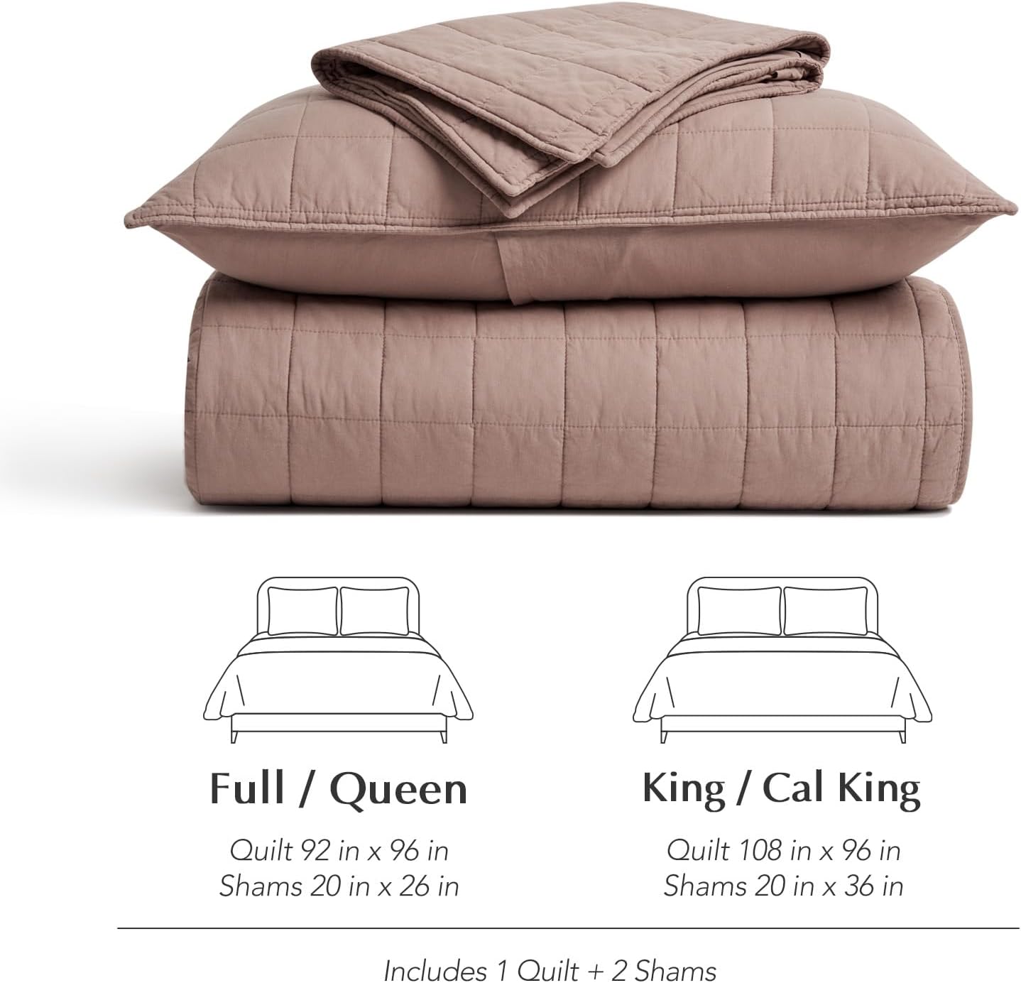 EVERGRACEHOME 100% Cotton Box Stitch Quilt Bedding Set Queen Size 3 Pieces, Garment-Washed Lightweight Soft Cozy Coverlet, Quilted Bedspread Sets with 2 Shams for All Season, Clay - Image 8