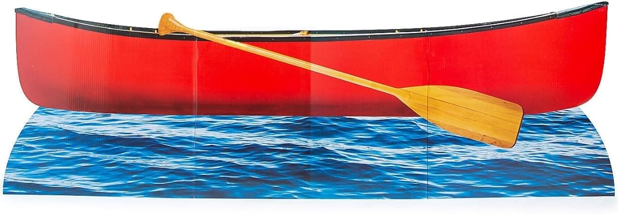 Fun Express Rocky Beach VBS Canoe Cardboard Cutout Stand-Up - Large 6ft Life Size Cardboard Boat Prop for Vacation Bible School Decorations, Camping Party Decorations & Photo Booth Boat Backdrop