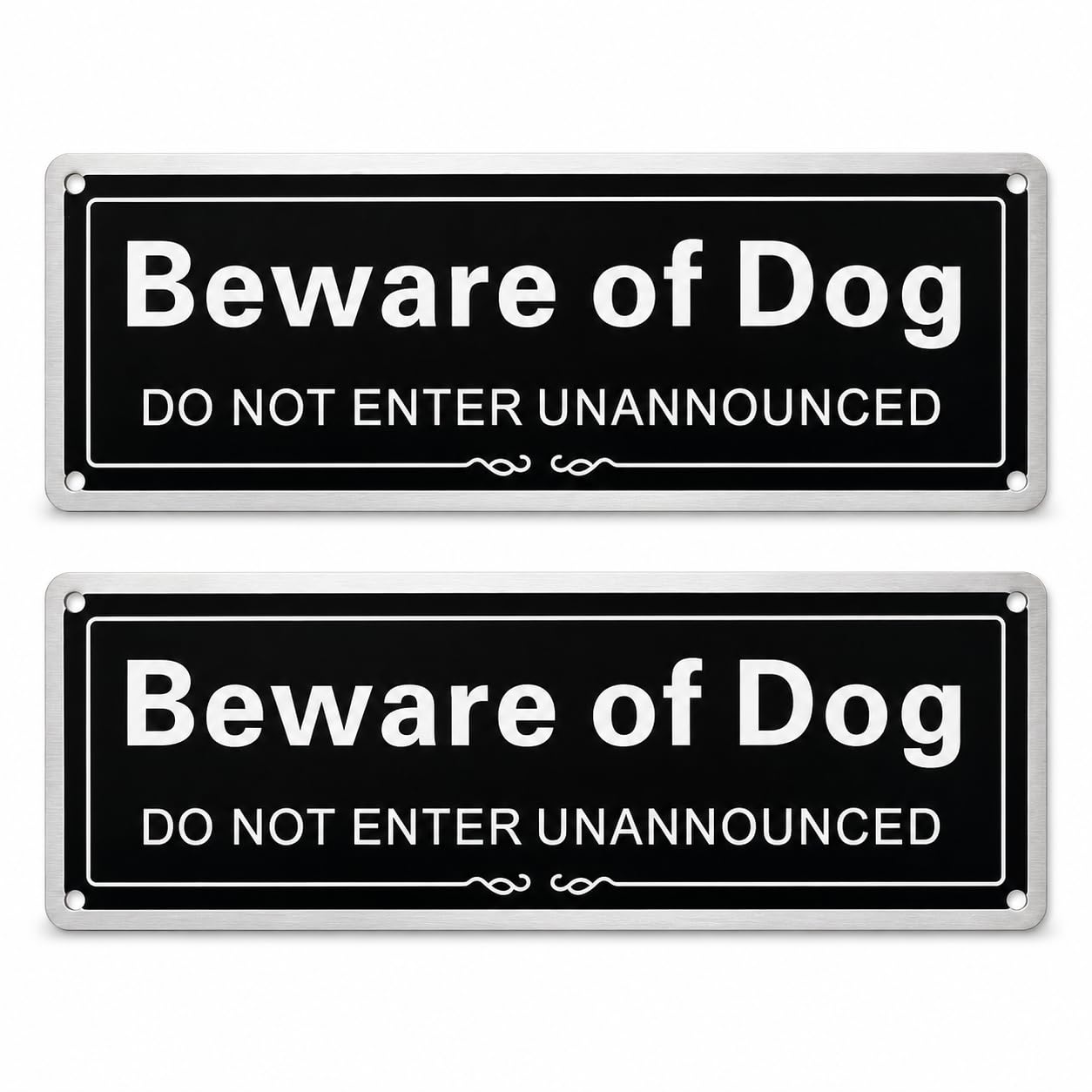 Bamyli 2 PCS 25X9 cm Beware of the Dog Sign, Brushed Aluminum Alloy