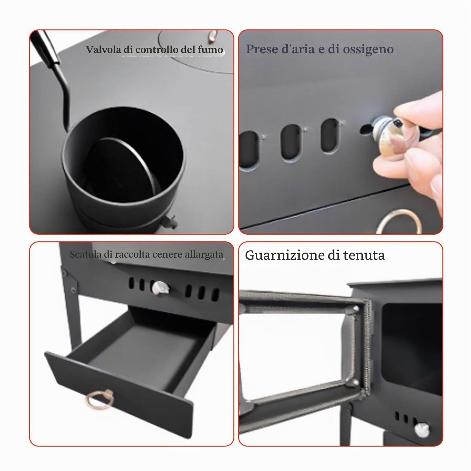 Stufa A Pellet Canalizzata, Cucina A Legna Con Finestra E Forno, Doppia Guarnizione, Senza Fumo For Riscaldamento Rapido, Cucina, Campeggio