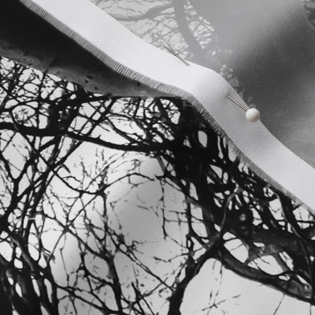 Spoonflower Fabric - Tree Lace Black White Trees Branches Wood Woodland Abstract Woods Printed on Organic Cotton Sateen Fabric by The Yard - Sewing Quilting Apparel Home Decor