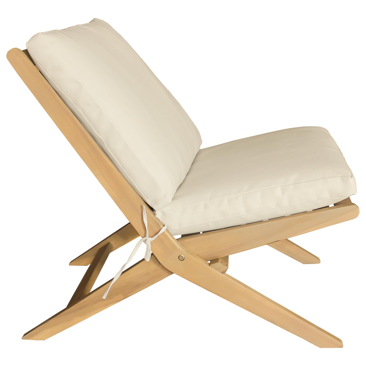 Happy Garden - Sillón plegable de acacia FARO con cojines beige - Sillón interior y exterior