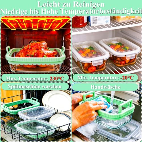 Glas Auflaufform Airfryer mit Silikongriffen 2 Stück mit Deckeln für Ninja AF400EU/DZ400EU/AF500EU für COSORI Heißluftfritteuse 2 Kammern… – Ansicht 6