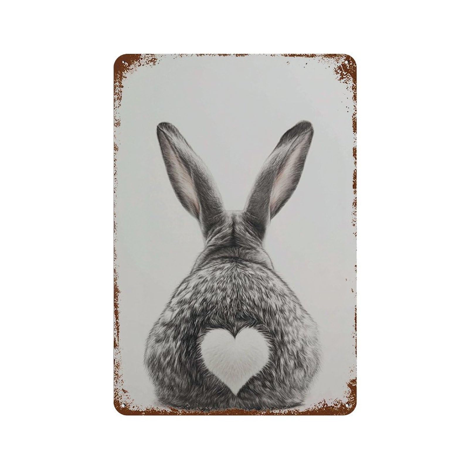 xiaoxiaoshen Bunny Cute Rabbit Black And White Animal with He Nursery Butt Wall Decor Art Metal Tin Poster Modern Home Decor Art Home Bar Shop Decorations Vintage Sign 30x20cm