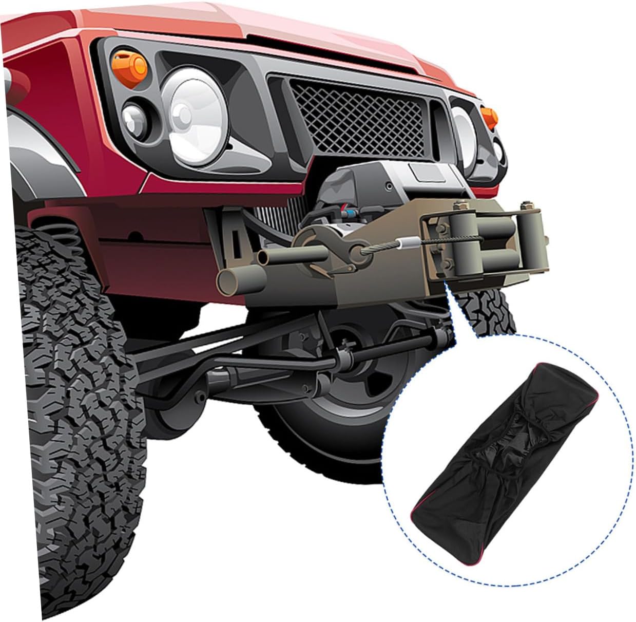 ORFOFE 2pcs Winch Cover Dustproof Oxford Fabric Car Winch Accessories Heavy Duty Cover