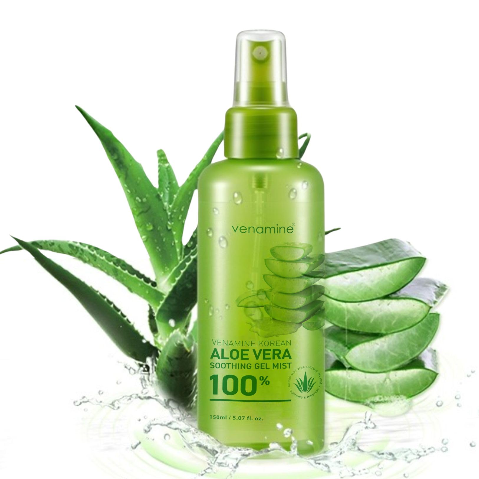 VENAMINE Korean Aloe Vera Soothing & Moisture 100% Gel Mist, 150 Gram