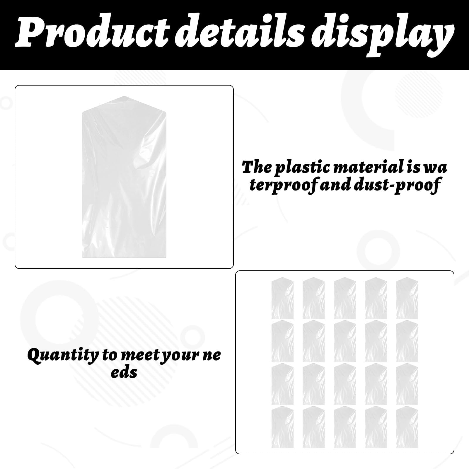20Pcs Plastic Clothes Covers Garment Bags for Hanging Clothes,35.4x 23.6inch Suit Cover,Sheer Dry Cleaning Bags Dust-proof Clothes Covers for Skirt Coat Suit Jacket (20) - Image 3