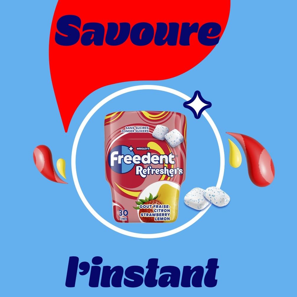 FREEDENT REFRESHERS Chewing-gum Fraise Citron 30 Dragées 67g