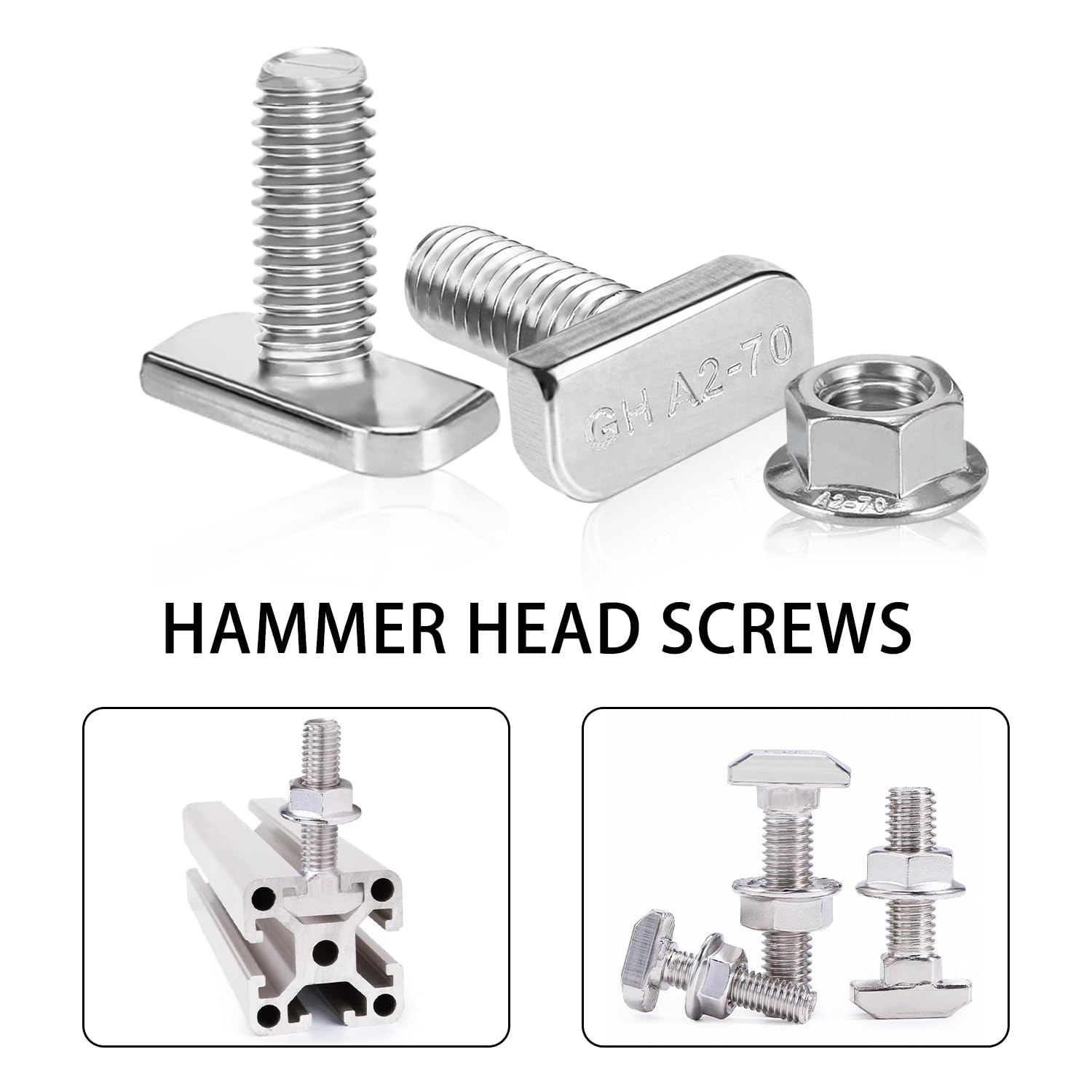 Bullone 8 X 50 Mm A Testa Esagonale, Dado, 2 Rondelle Acciaio, 4 - Foto 6